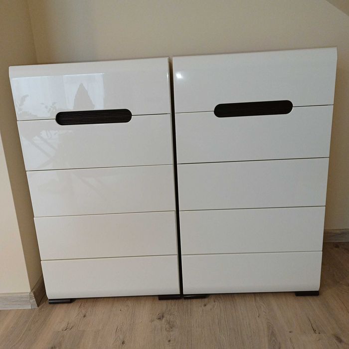 Zestaw Mebli Azteca, białe meble na wysoki połysk,komoda, szafka RTV