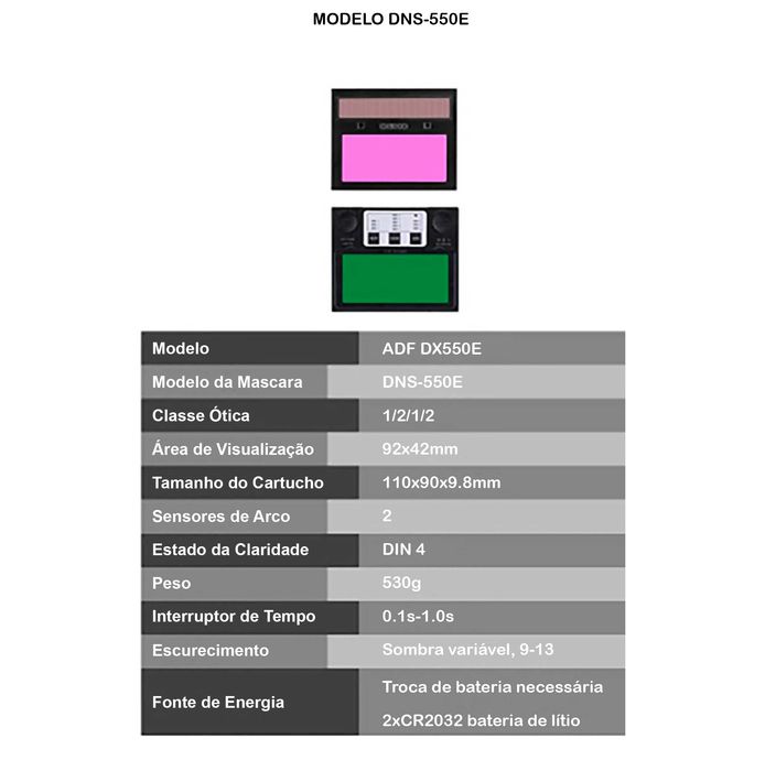 Máscara de Soldar Eletrônica Solar com Auto Escurecimento