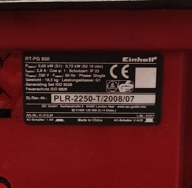 Agregat prądotwórczy Einhell rt-pg 850