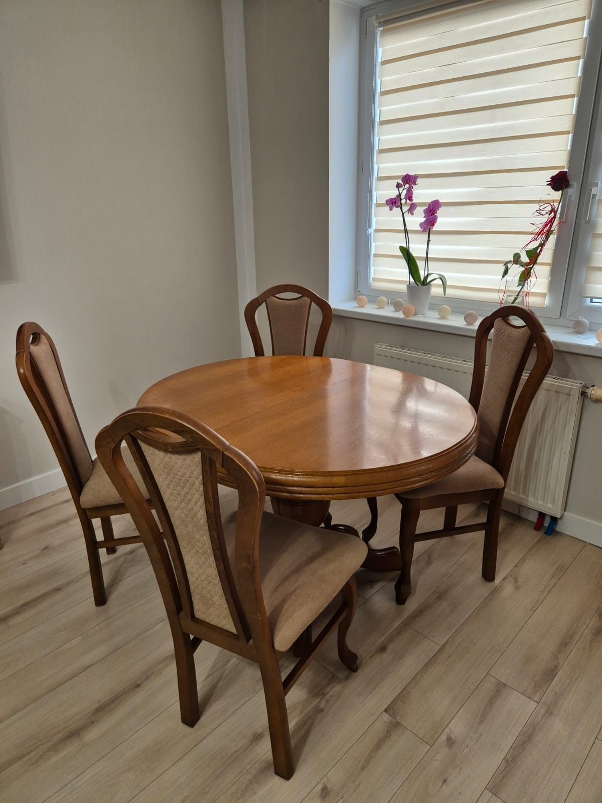 Stół rozkładany 3,2 m  ludwik + 4krzesła dębowy