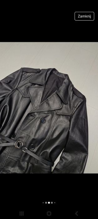 100% skóra naturalna real leather długi płaszcz long leather coat