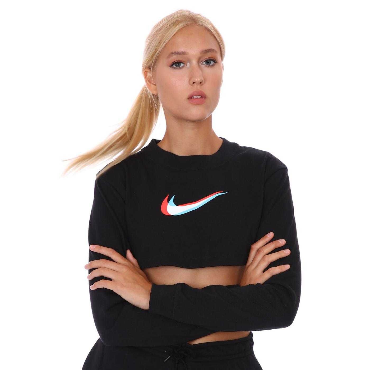 NIKE Crop Damski z długim rękawem Roz L Oryginalna Bluza Koszulka