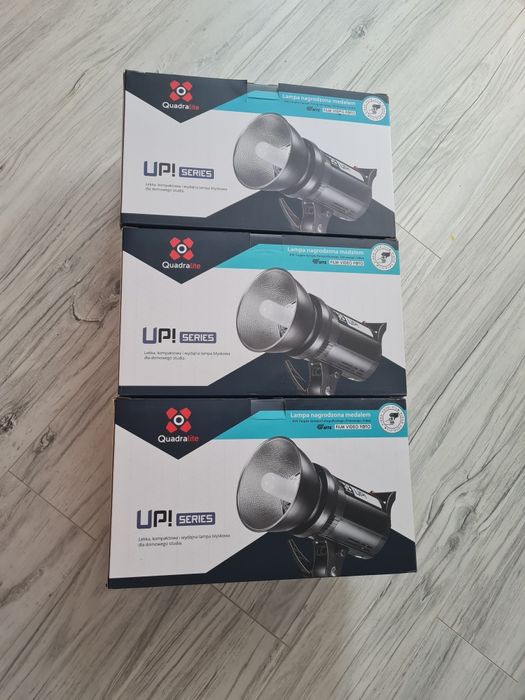 Quadralite kompletne studio foto/video, 4 lampy + tła + parasolki