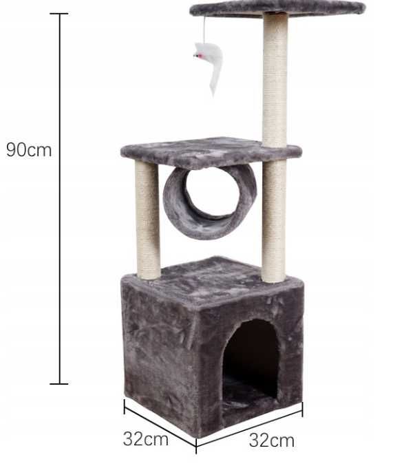 Drapak dla kota Wieża + legowisko + zabawka