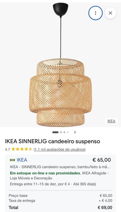 Candeeiro suspenso IKEA SINNERLIG