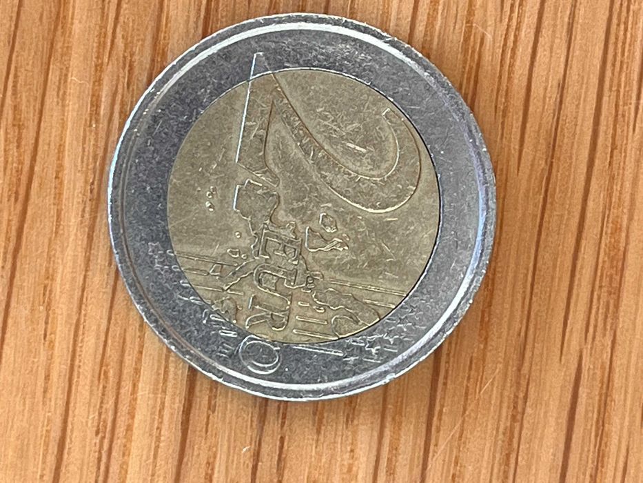 Moeda 2€ Itália 2002 com marcas de uso