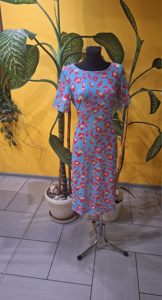 Sukienka midi z rozcięciem na nogę 35 bawełna rozmiar XL 42