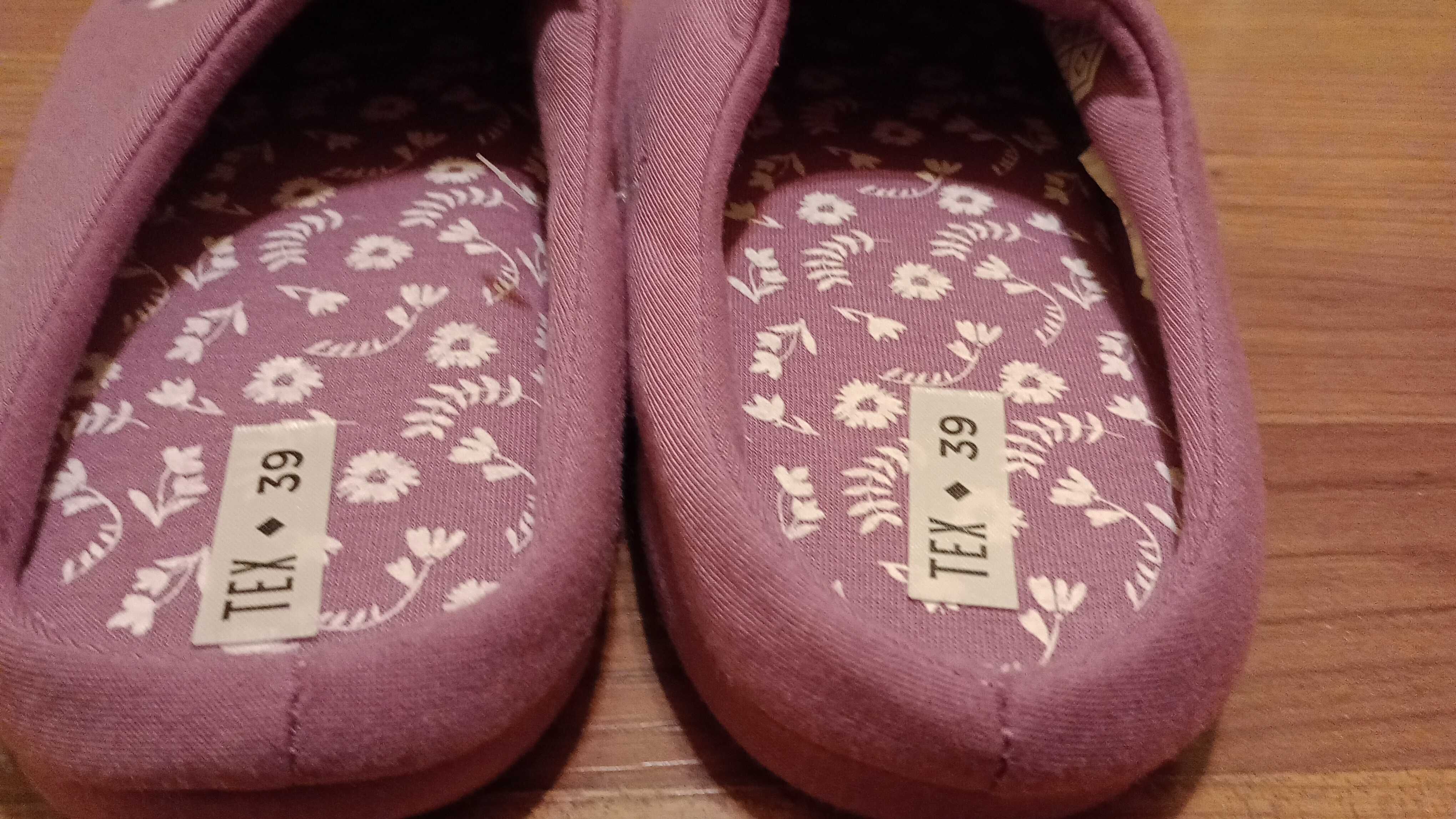 Kapcie Fiolet Czarny Kot z Miśka D/M roz. 39 Nowe Nieużywane