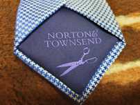 Krawat męski oryginalny Norton Townsend hand made błękitno srebrny