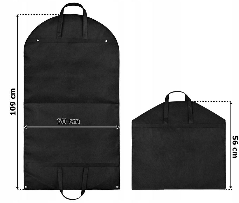 Pokrowiec na garnitur płaszcz, ubrania, koszule czarny zestaw 2 szt