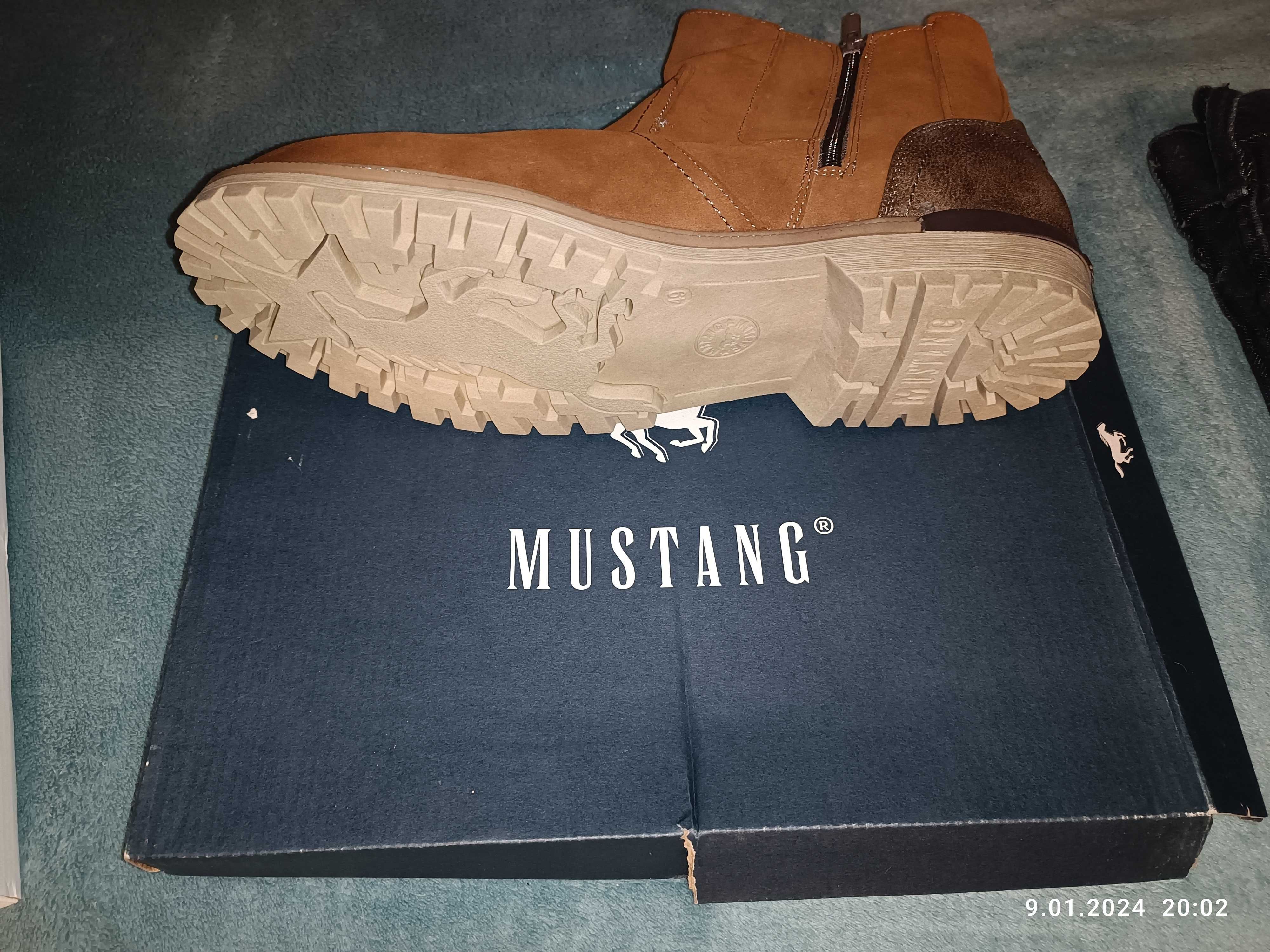 Nowe buty męskie trzewiki Mustang Kastanie rozmiar 49