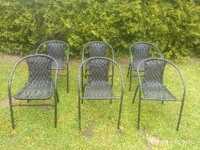 Komplet 6 sztuk solidne krzesła ogrodowe rattanowe czarne