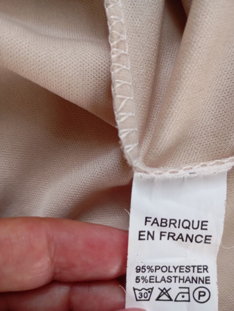 Efektowna długa sukienka XL-4XL maxi z Francji ecru w purpurowe kwiaty