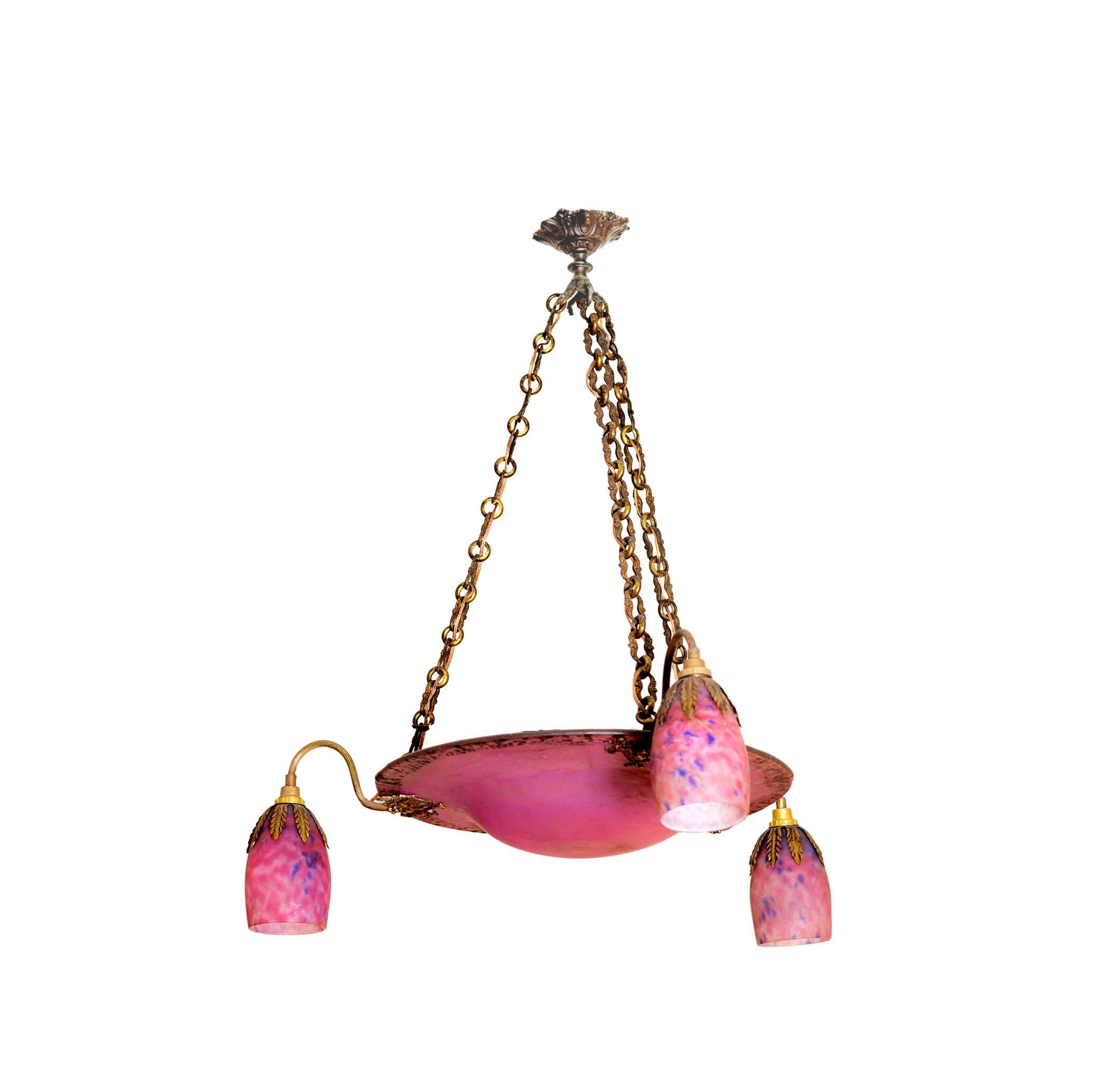 Lustre vidro bronze Daum Nancy | Arte Nova