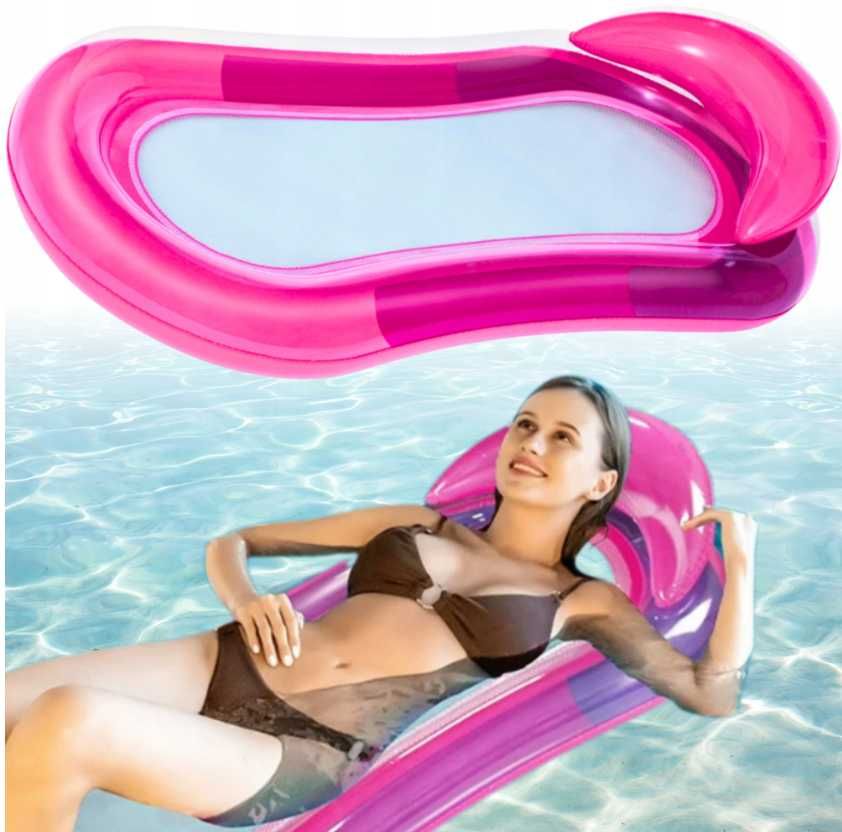 MATERAC DMUCHANY  LEŻAK PLAŻOWY 160x85cm fotel wodny z siatką