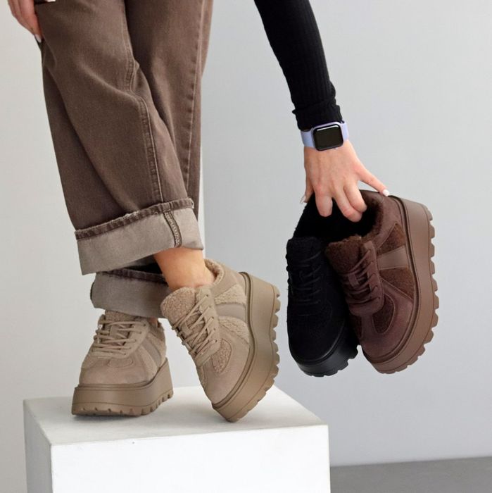 Жіночі шкіряні зимові черевики Кросівки в кольорах