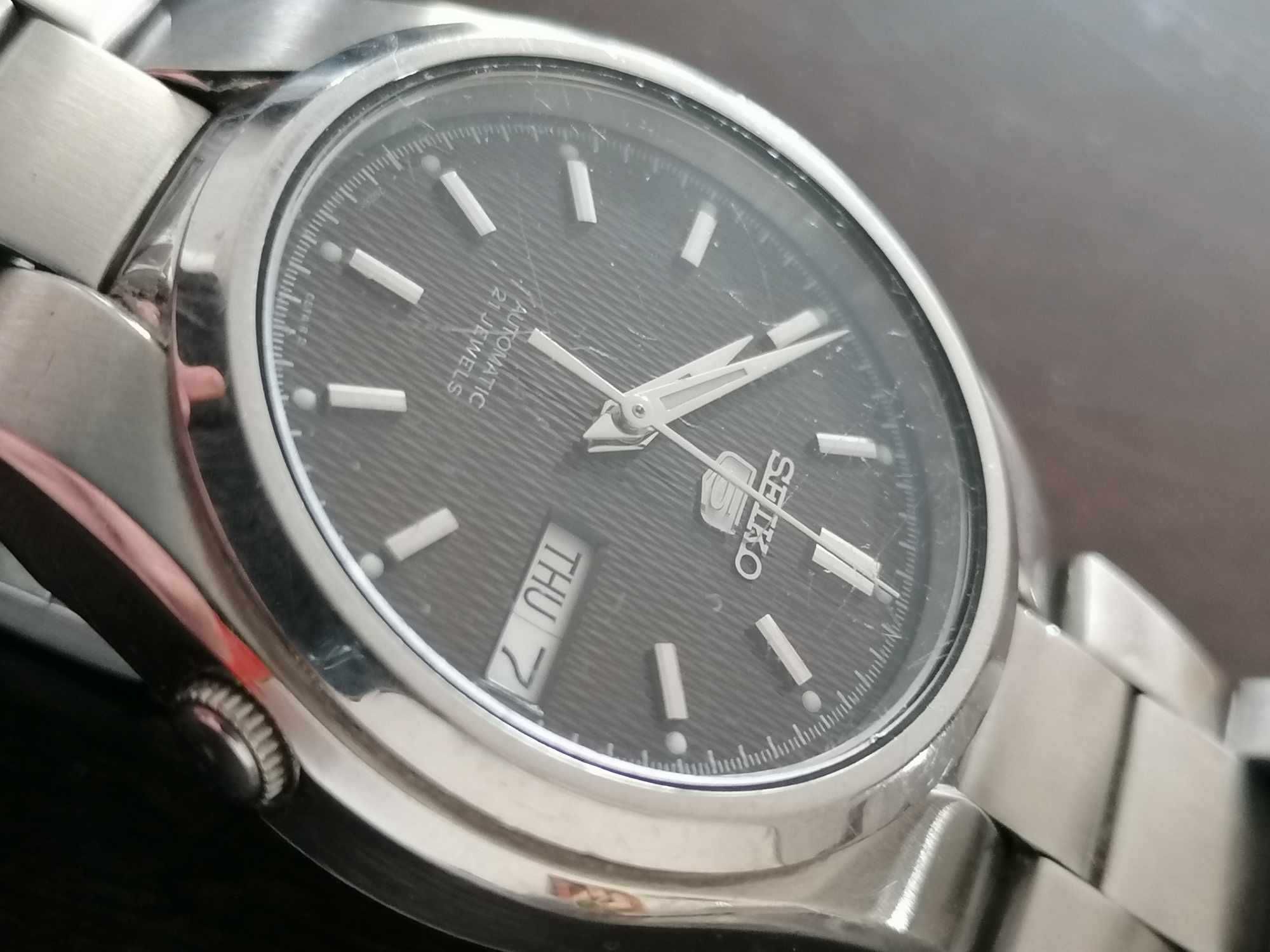 Brązowy zegarek Seiko 5 automatyczny mechaniczny Omega Bulova Orient