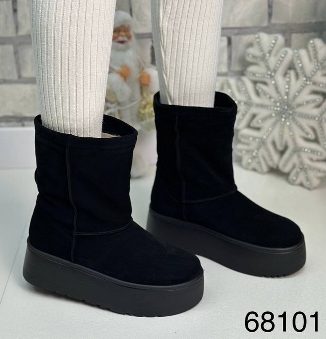 Жіночі шкіряні зимові черевики уггі в кольорах