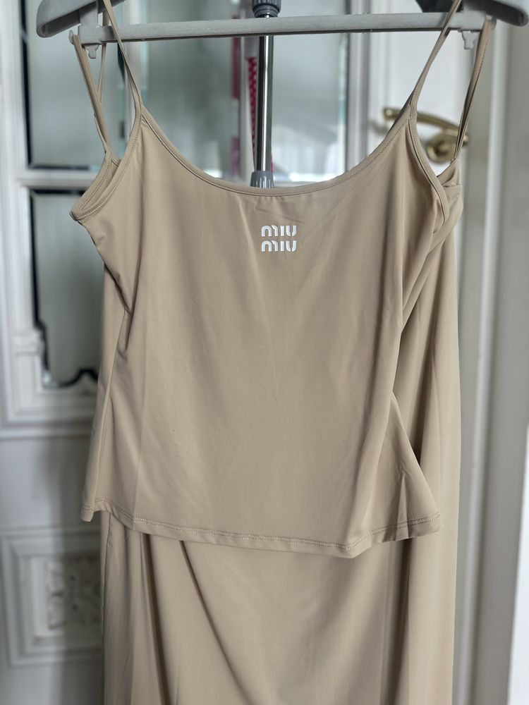 Miu miu костюм майка юбка шелк