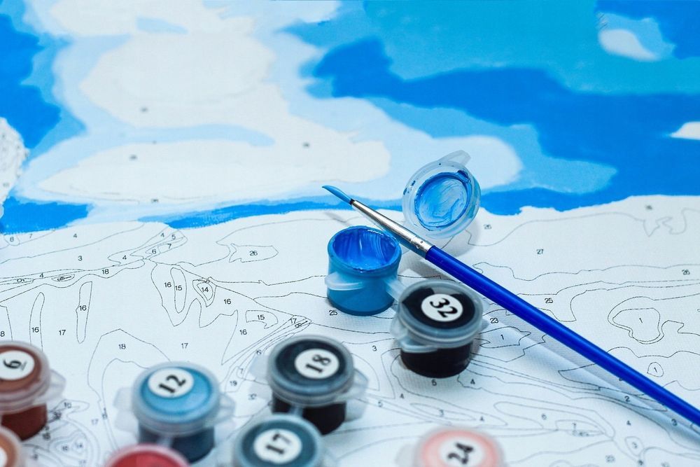 Malowanie po Numerach Drzewo Księżyc Obraz z Ramą