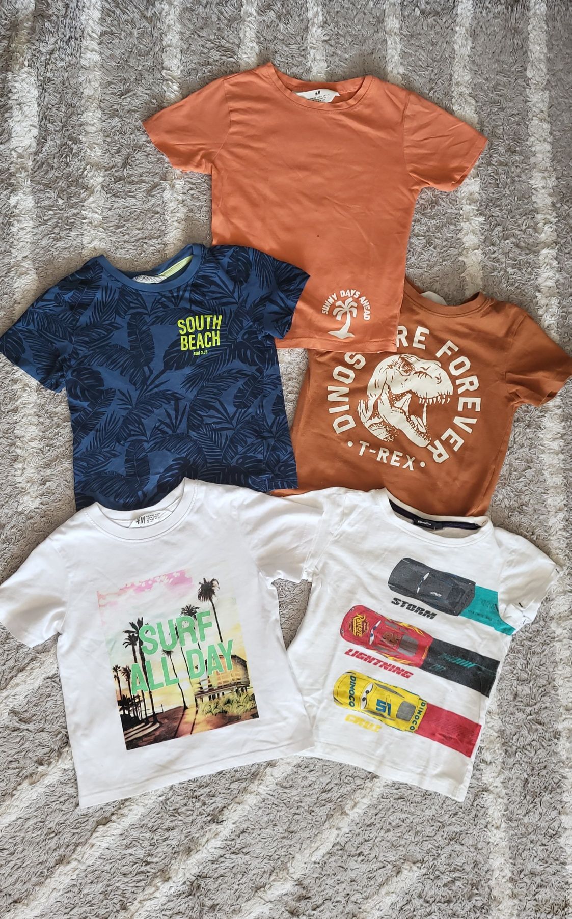 98/104 zestaw koszulek H&M koszulki dla chłopaka auta cars ZygZak McQu