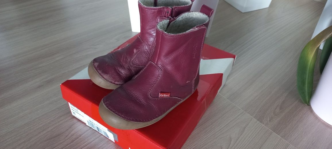 Superfit Kickers magenta 25  kozaki skórzane na rzep zimowe botki ocie