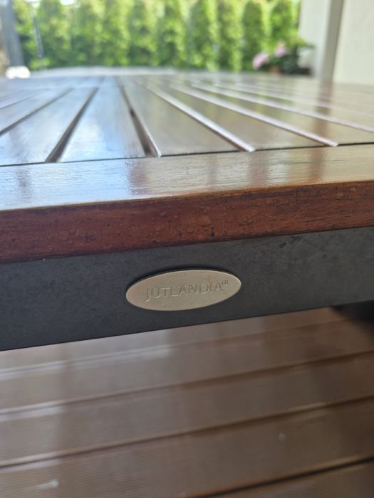 Stół ogrodowy 150 x 90, drewniany blat, nogi aluminium