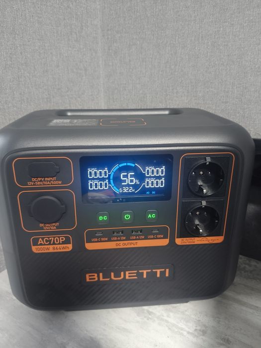 Зарядна станція Bluetti AC70P | 1000 Вт | 864 Вт⋅год