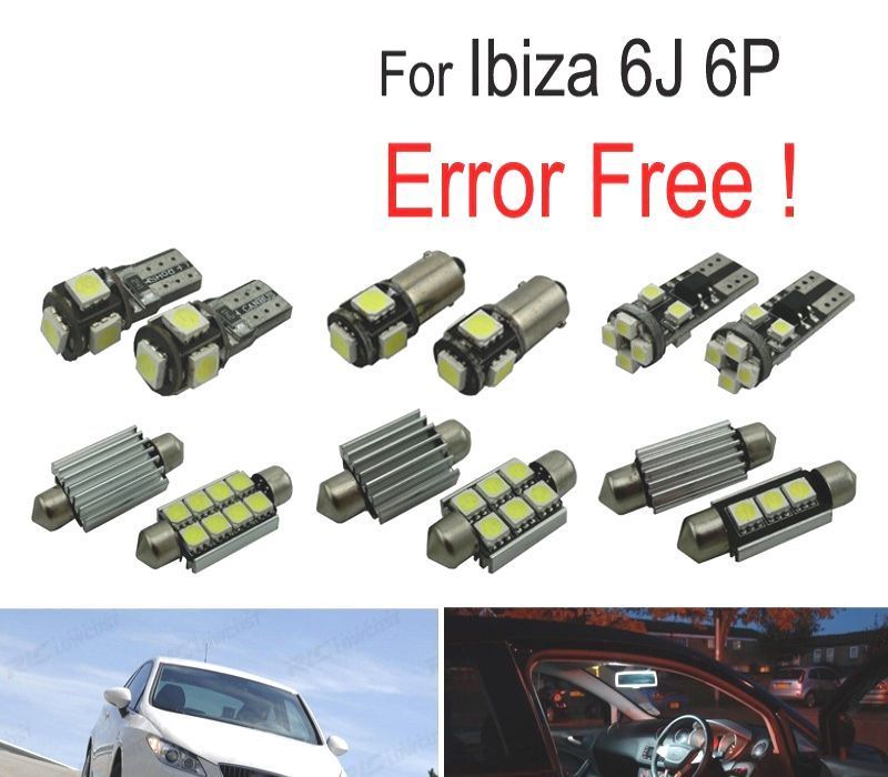 KIT COMPLETO 6 LAMPADAS LED INTERIOR PARA SEAT IBIZA MKV MK 5 SPORTCOUPE ST 6J 6 P 09-16