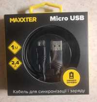 Кабель Maxxter micro USB 2.0 новый быстрая зарядка 
 1 м черный (