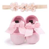 Różowe buciki niemowlęce niechodki  z opaską 19-12cm