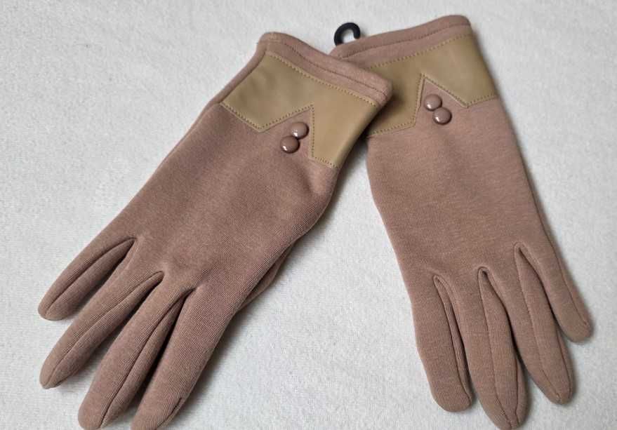 Materiałowe rękawiczki damskie rozm. S/M nowe