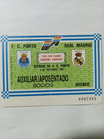Bilhete liga dos Campeões , Porto - Real Madrid 1987