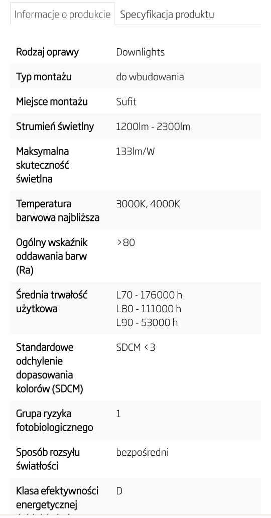 Oprawa downlight LED wiadra 3000K