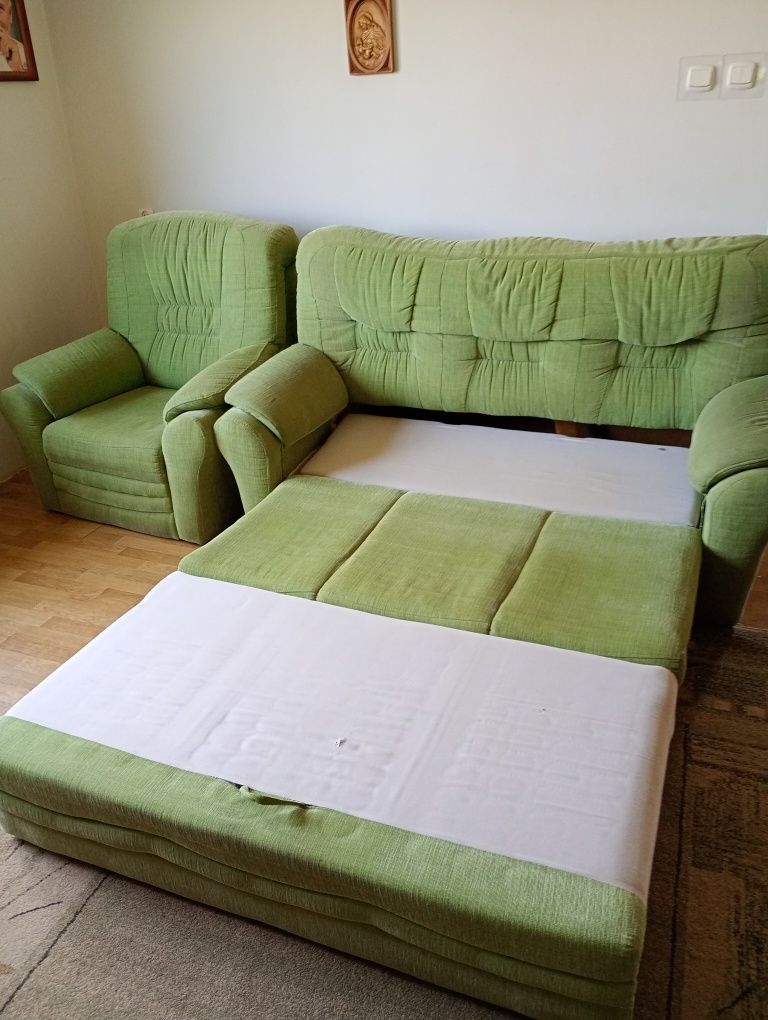 Kanapa z funkcją spania  z fotelem sofa wypoczynek