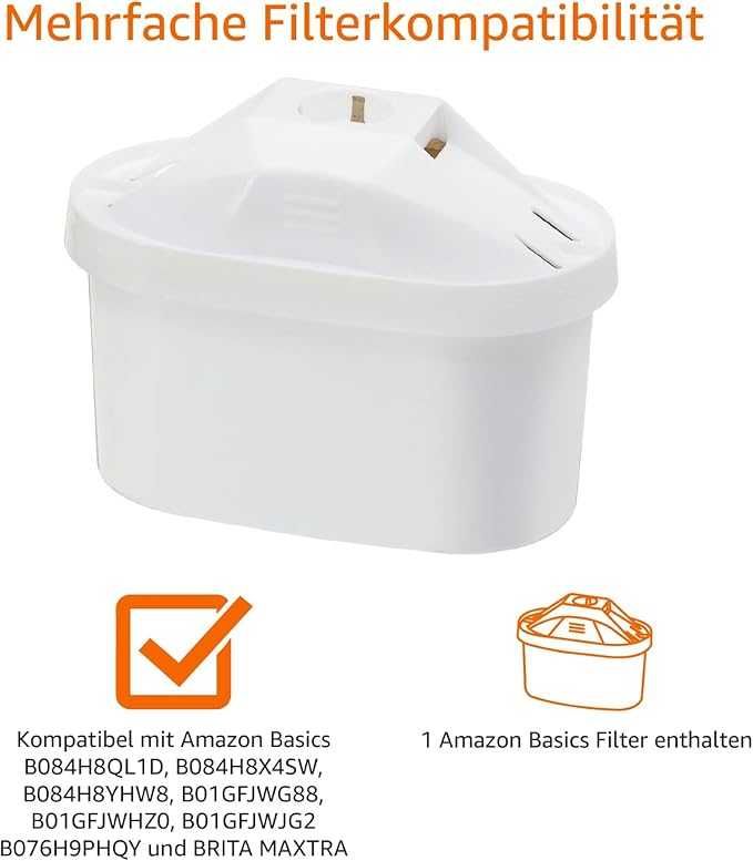Amazon Basics Dzbanek do wody 2,3 litra - czarny + 1 filtr maxtra