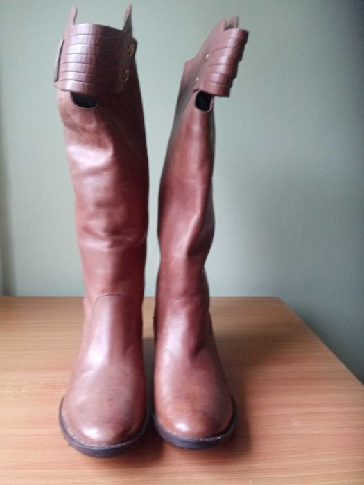 Skórzane długie kozaki