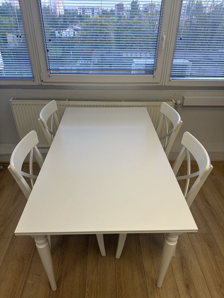 Zestaw mebli jadalnianych stól i 4 krzesła Ikea Ingatorp/Ingolf 155x87