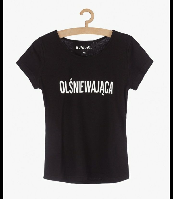 Dzień Mamy NOWA bluzka M/L damska t-shirt napis OLŚNIEWAJĄCA czarna