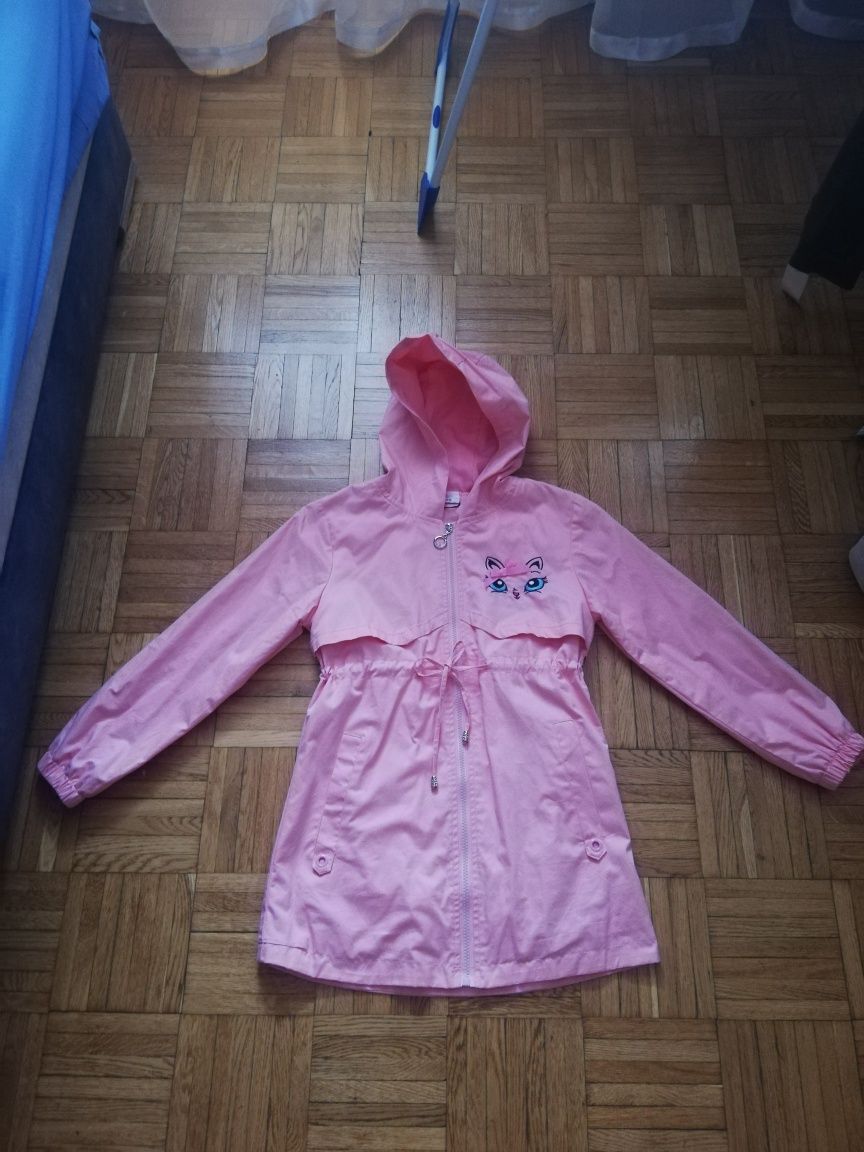 Bawełniana kurtka/płaszcz parka kotek jak Nowa w r 140 /146