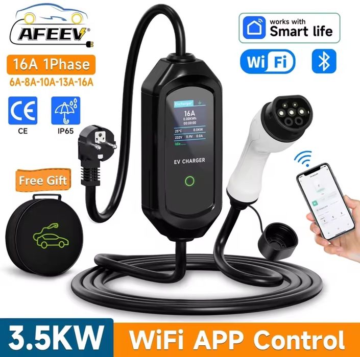 Зарядний пристрій 16A Type 1/Type 2 Ev charger 3.5kw + WIFI зарядка