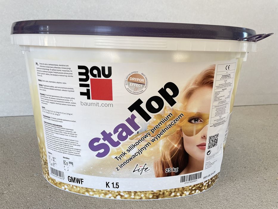 Tynk silikonowy Baumit starTop bialy 1,5 mm baranek