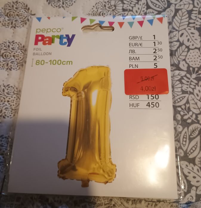 Balon urodzinowy " 1 " na roczek i nie tylko