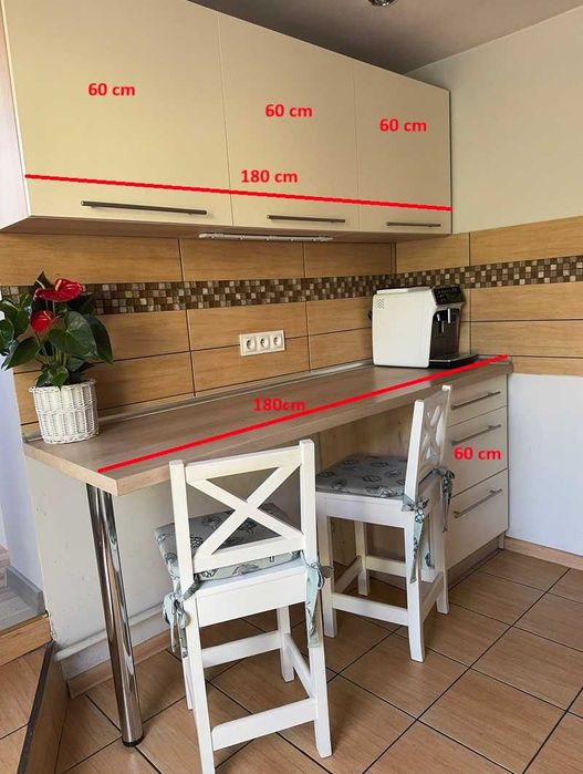 Zestaw mebli kuchennych ze zlewem, baterią i zmywarką 45cm