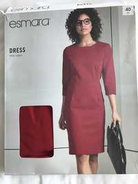 NOWA Czerwona, ołówkowa biznesowa sukienka LIDL -  rozmiar 40, M/L