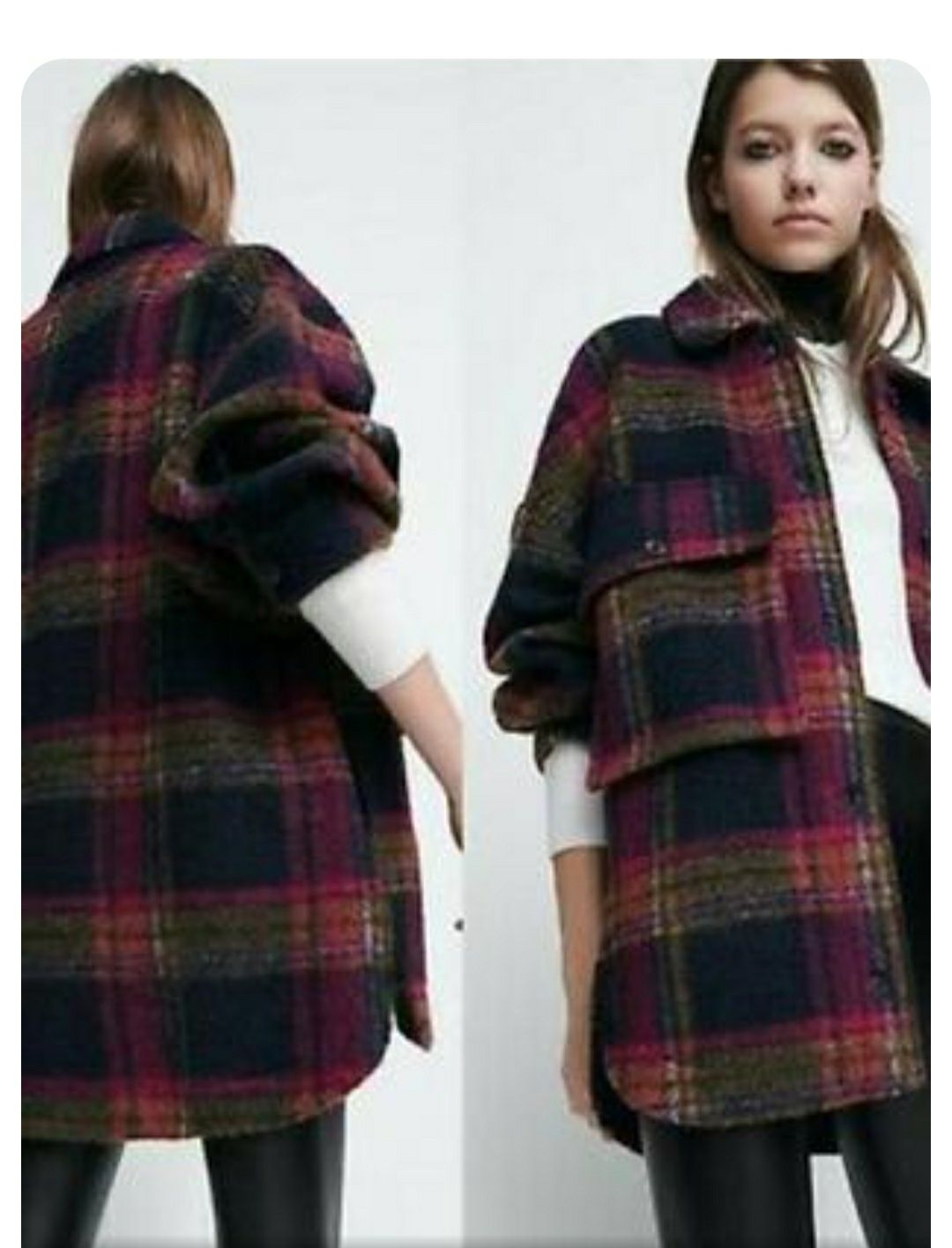 Рубашка пальто Zara теплая в клетку