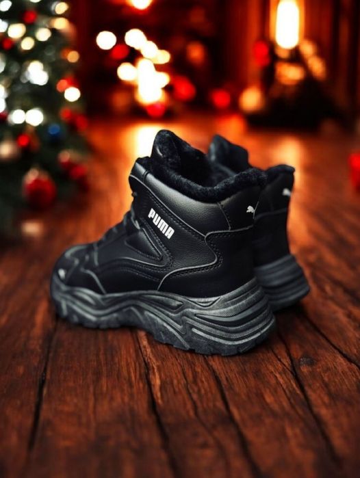Жіночі зимові чорні кросівки Puma/натуральная кожа/зимние ботинки пума
