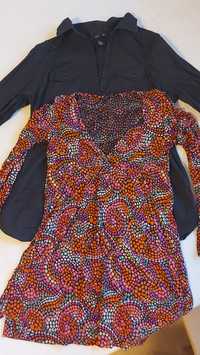 Koszula ciążowa klasyczna elegancka wiązana 2szt. Czarna kolor wzory