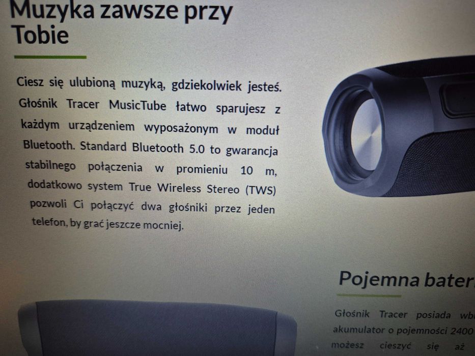 Głośnik Bluetooth Tracer Music Tube Tw Radio  20 W