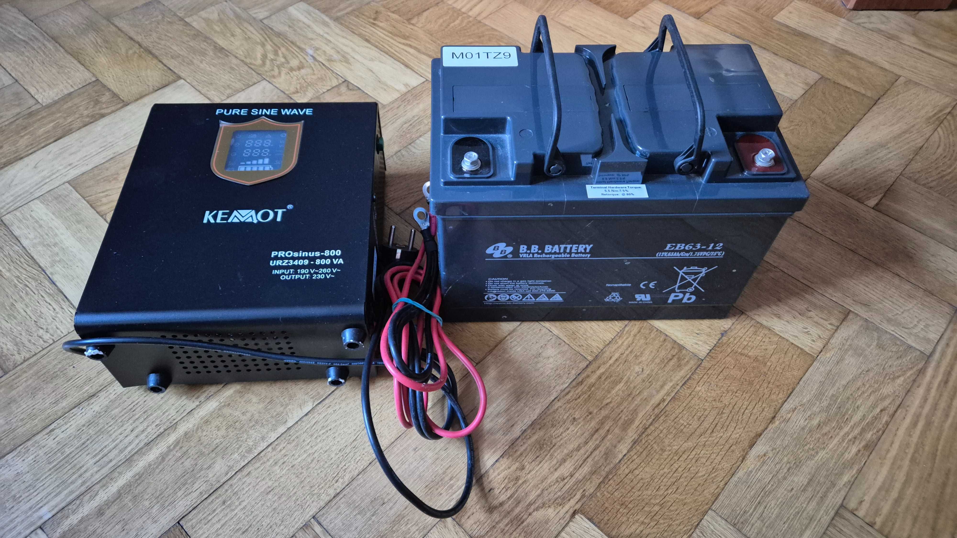 Комплект: Інвертор ДБЖ (UPS) kemot 800VA + Акумулятор 12В 63А/г